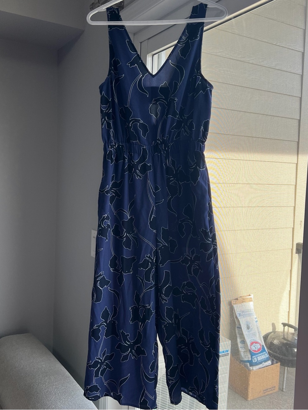 RW&CO. Navy Blue Floral Jumpsuit
